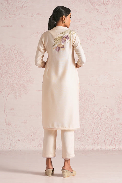 Painted Petals Parchment Kurta Set