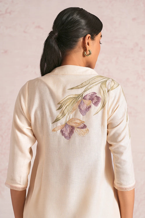 Painted Petals Parchment Kurta Set