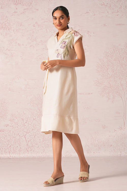 Painted Petals Parchment Wrap Dress