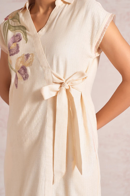 Painted Petals Parchment Wrap Dress
