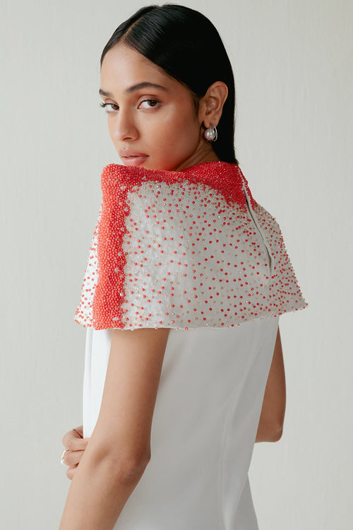 Ivory Neon Beads Work Dress