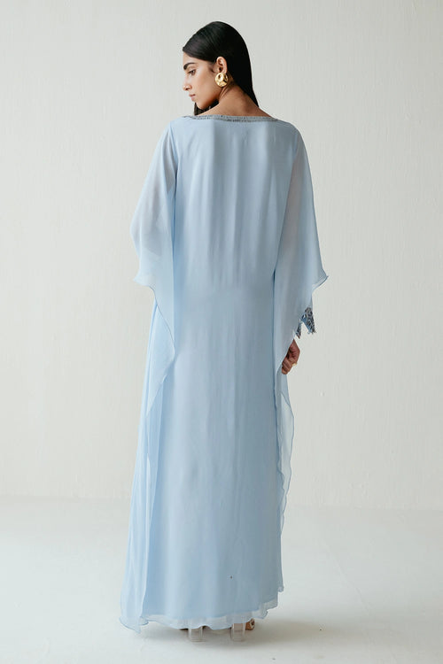 Ice Blue Sequins Work Jalabiya