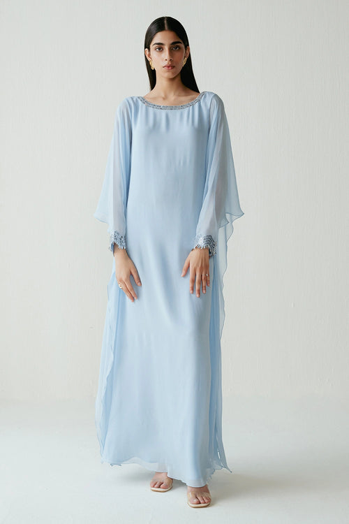 Ice Blue Sequins Work Jalabiya