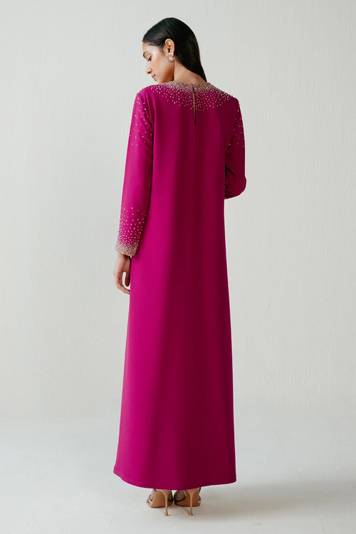 Purple Thick Fabric Beads Work Jalabiya