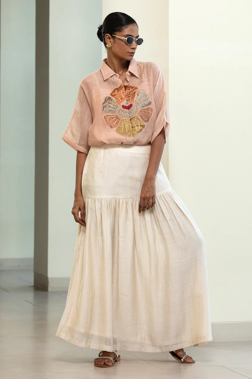 Eeda Peach Round Patch Shirt