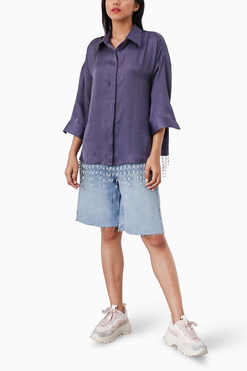 Navy Blue Pearl Drop Shirt