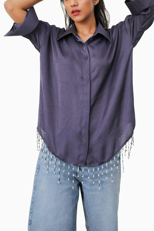 Navy Blue Pearl Drop Shirt