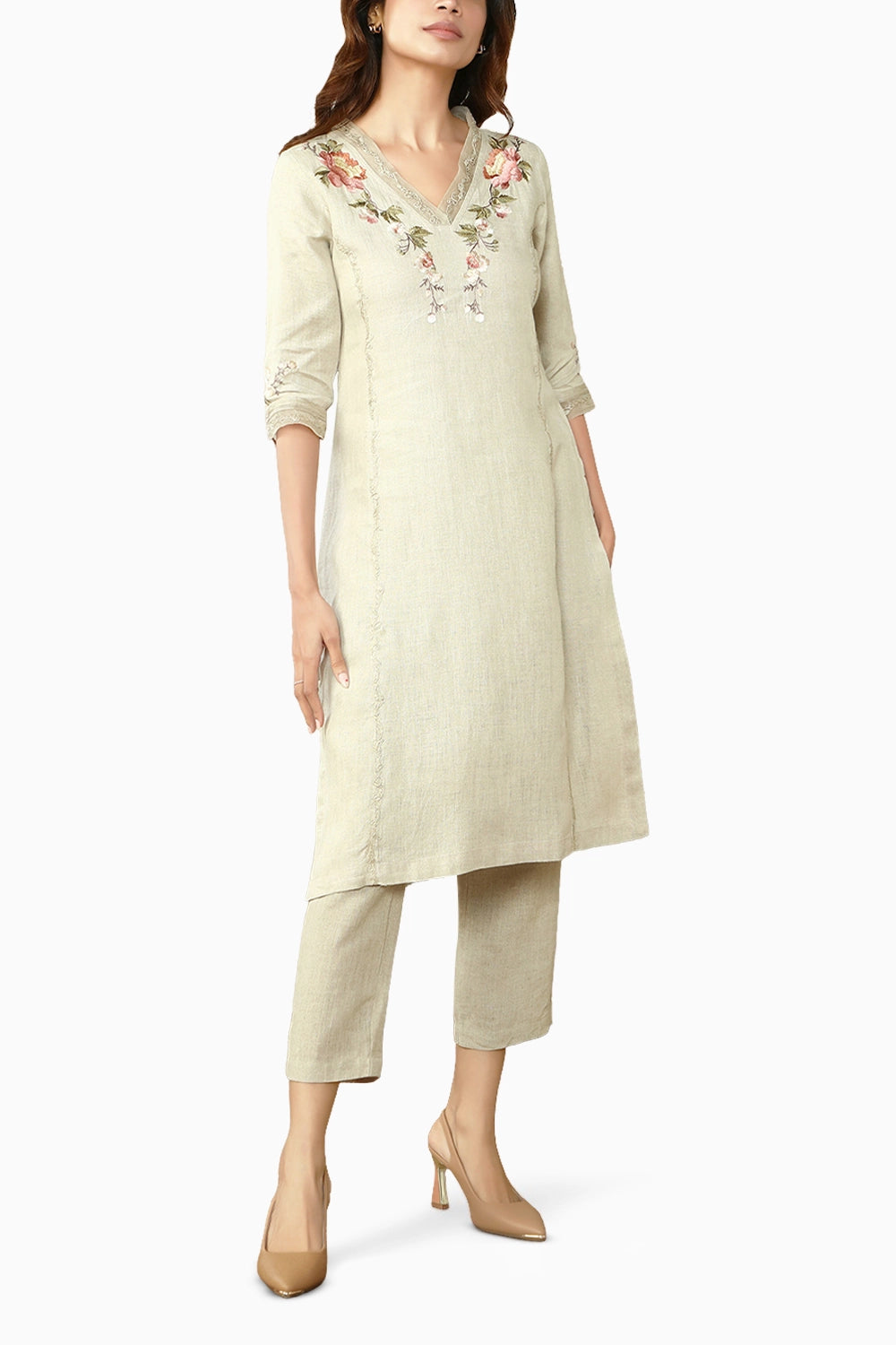 Natural Peony Parade Kurta Set