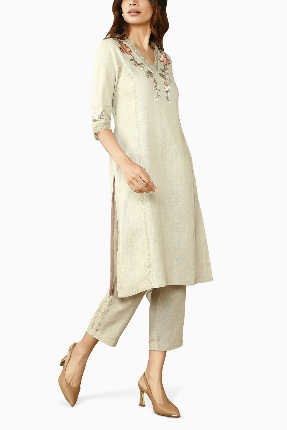 Natural Peony Parade Kurta Set