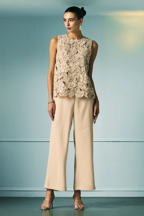 Petal Etching Beige Co-ord Set