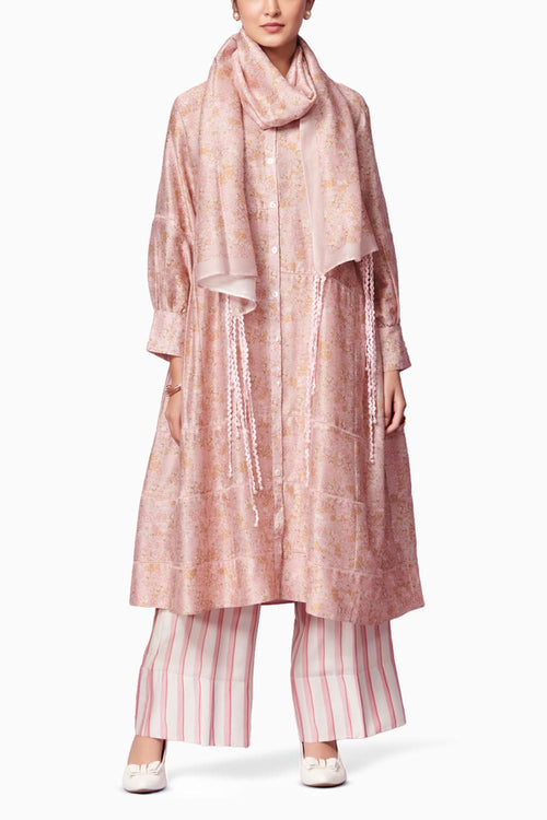Petite Blooms Kurta and Trousers Coord Set with Stole