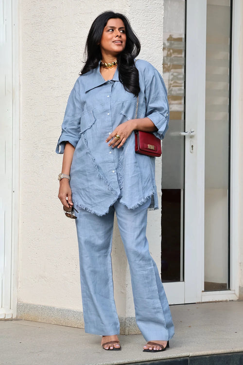 Blue Muffu Fringes Co-ord Set