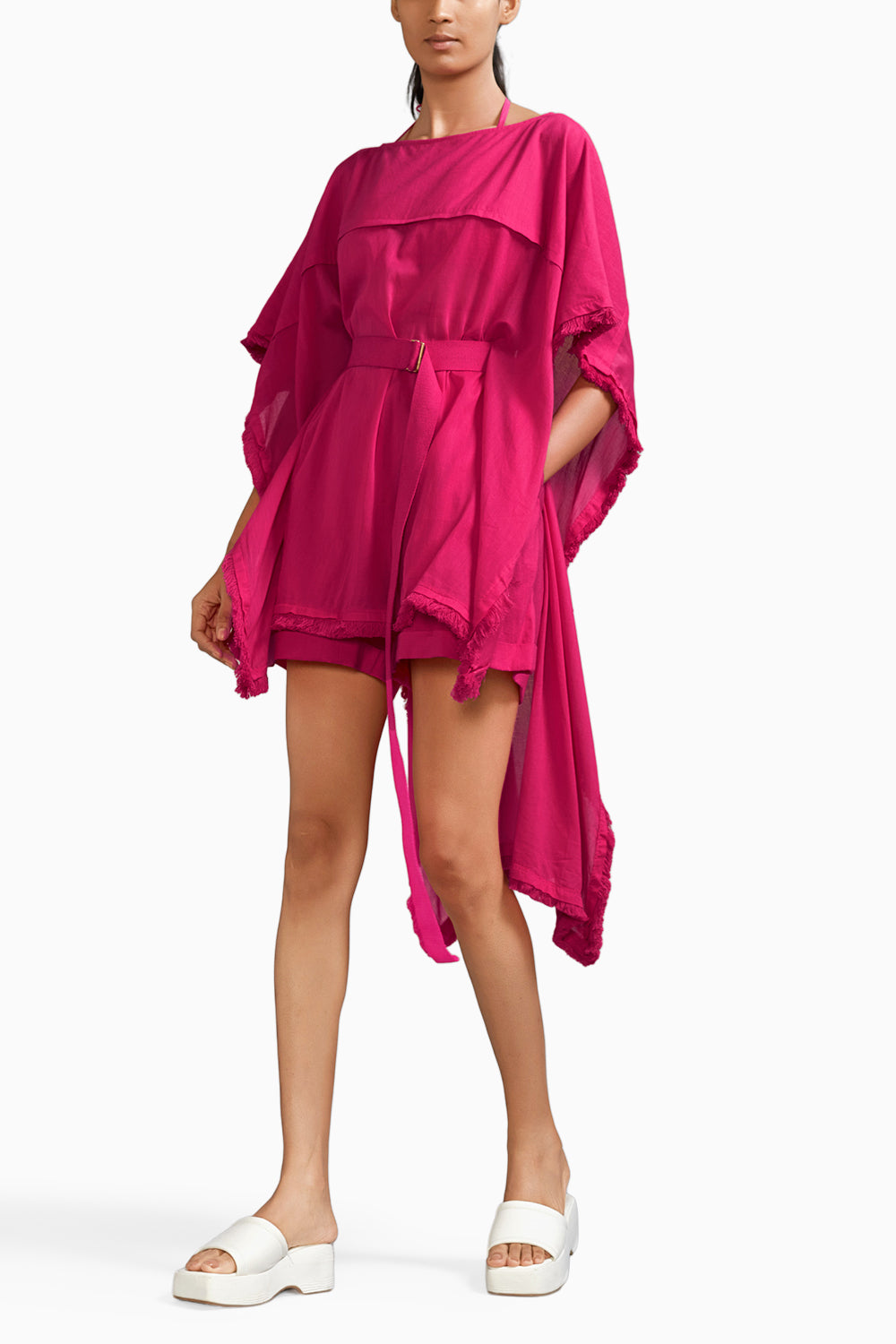 Pink Fringed Kaftan Co-Ords Set