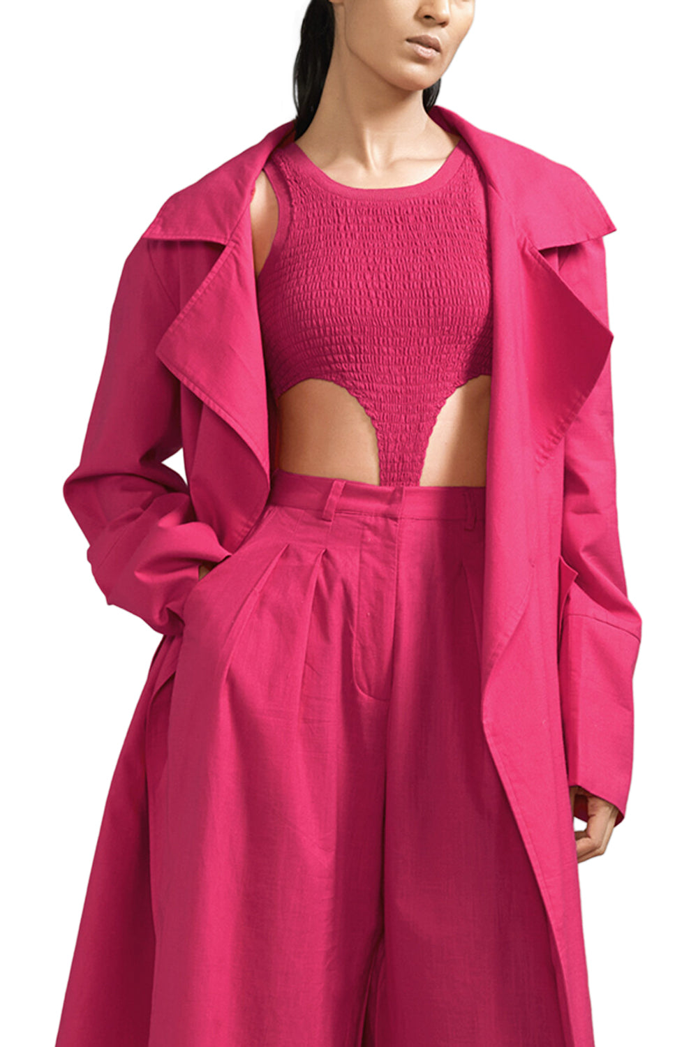 Pink Trench Jacket Set