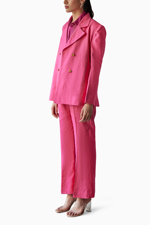 Pink Coronation Linen Jacket Set