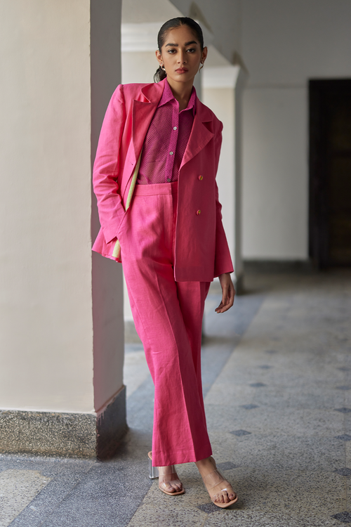 Pink Coronation Linen Jacket Set