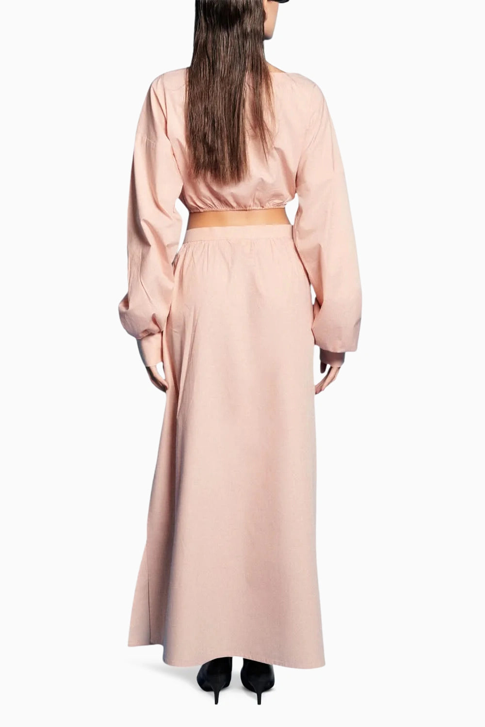 Pink Embroidered Top With Skirt