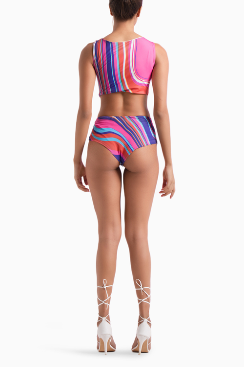 Pink Marma Body Suit with Chiffon Cape