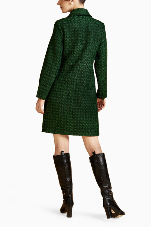 Forest Front Open Tweed Jacket Dress