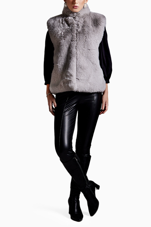 Stone Fur Sleeveless Jacket