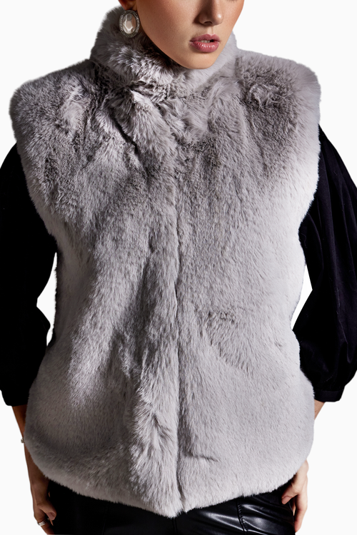 Stone Fur Sleeveless Jacket