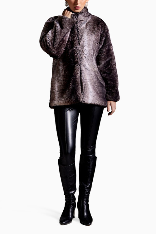 Shaded Fur Full Sleeves Long Jacket