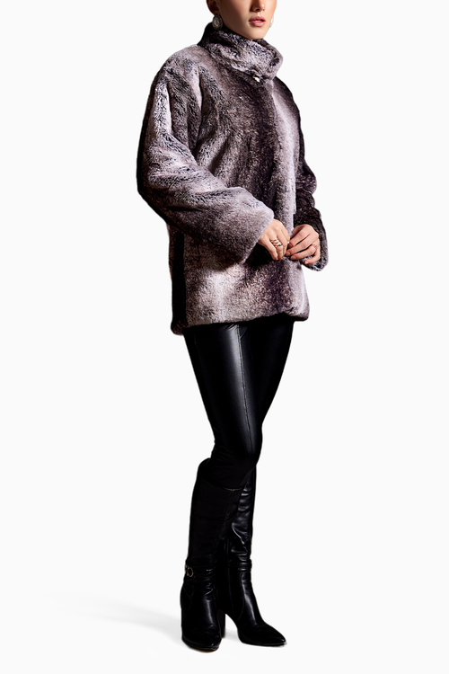 Shaded Fur Full Sleeves Long Jacket