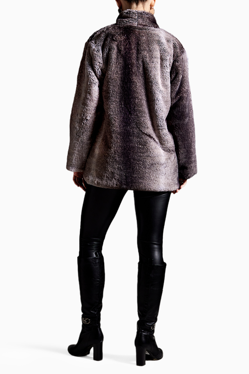 Shaded Fur Full Sleeves Long Jacket