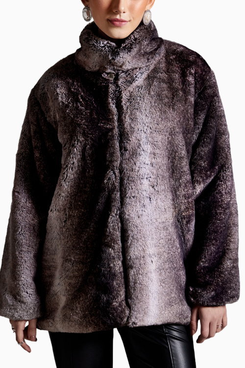 Shaded Fur Full Sleeves Long Jacket