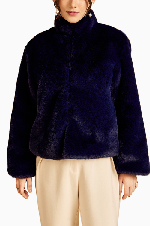 Navy Fur Jacket