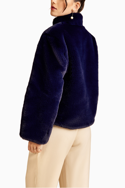 Navy Fur Jacket