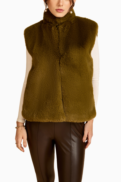Lime Fur Sleeveless Jacket