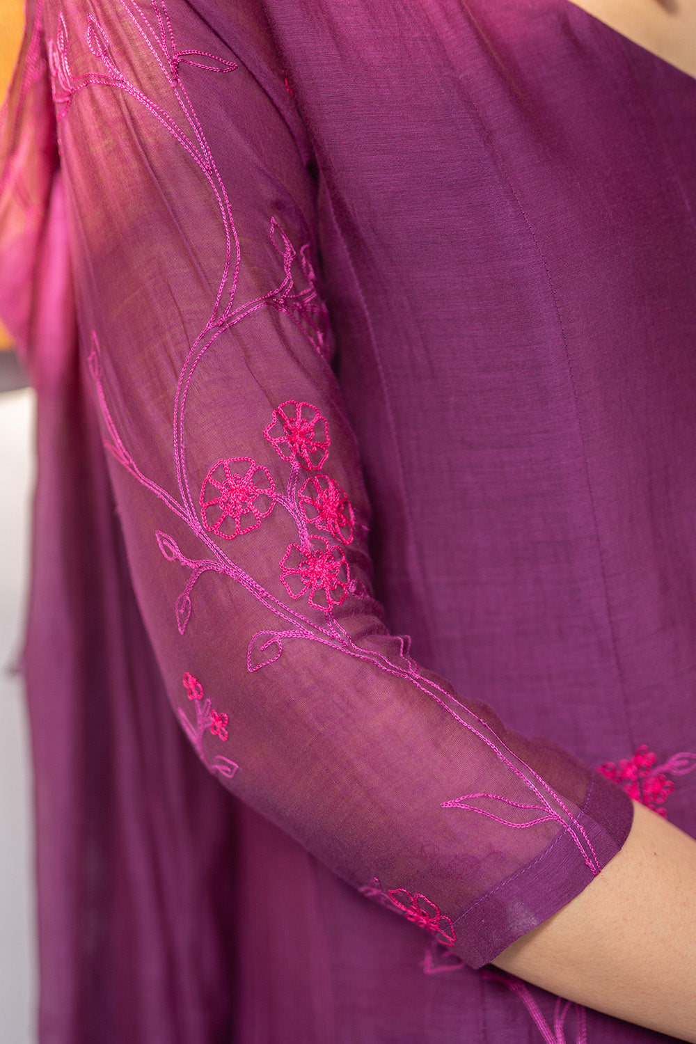 Plum Aari Work Anarkali Set