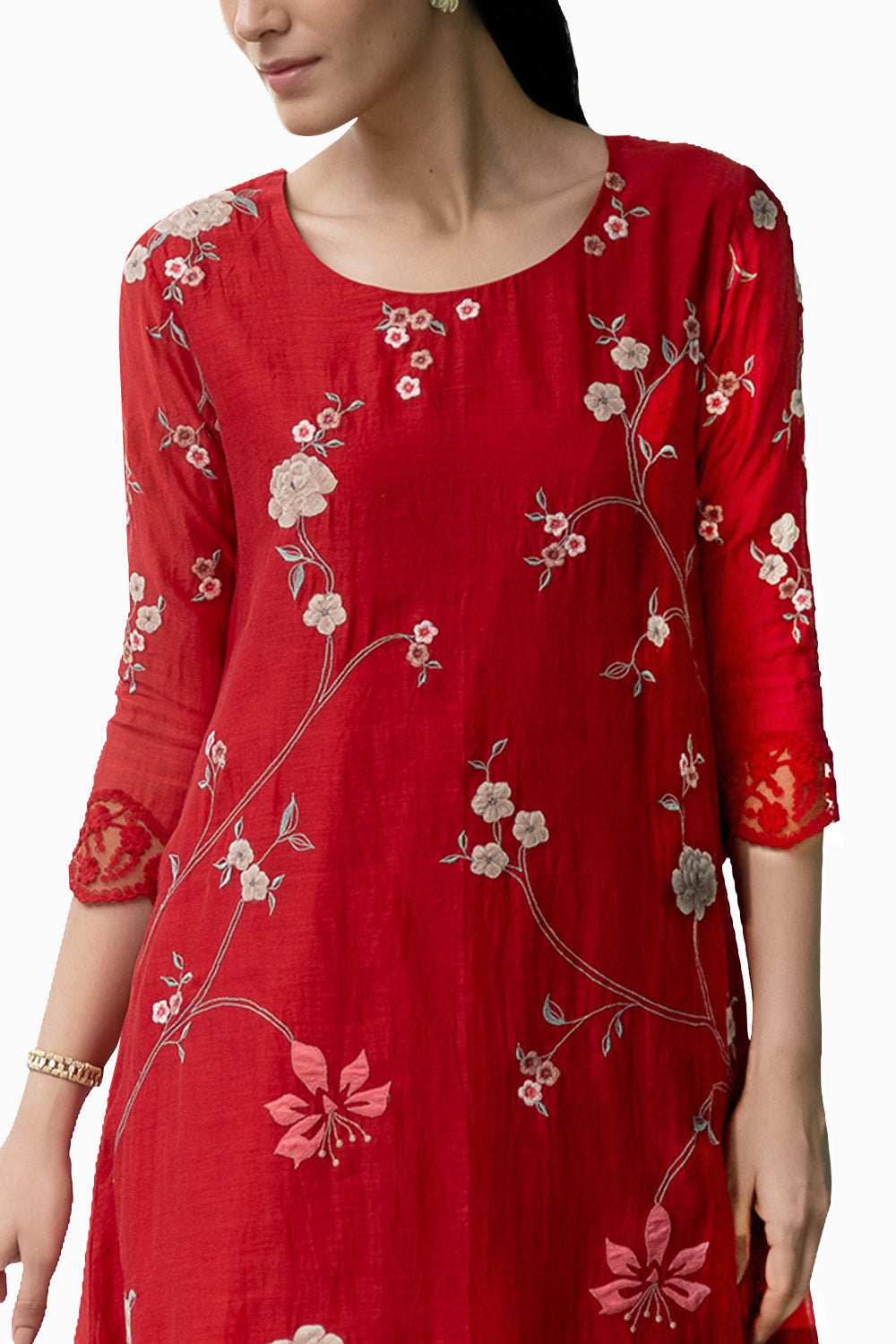 Poppy Applique Layered Kurta Set