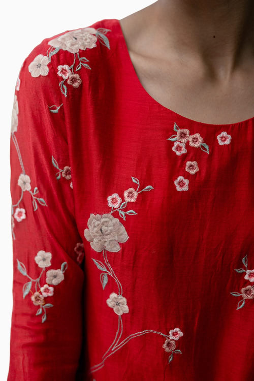 Poppy Applique Layered Kurta Set