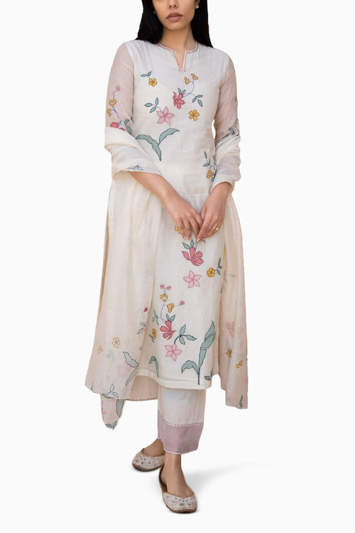 Porcelain Applique Kurta Set