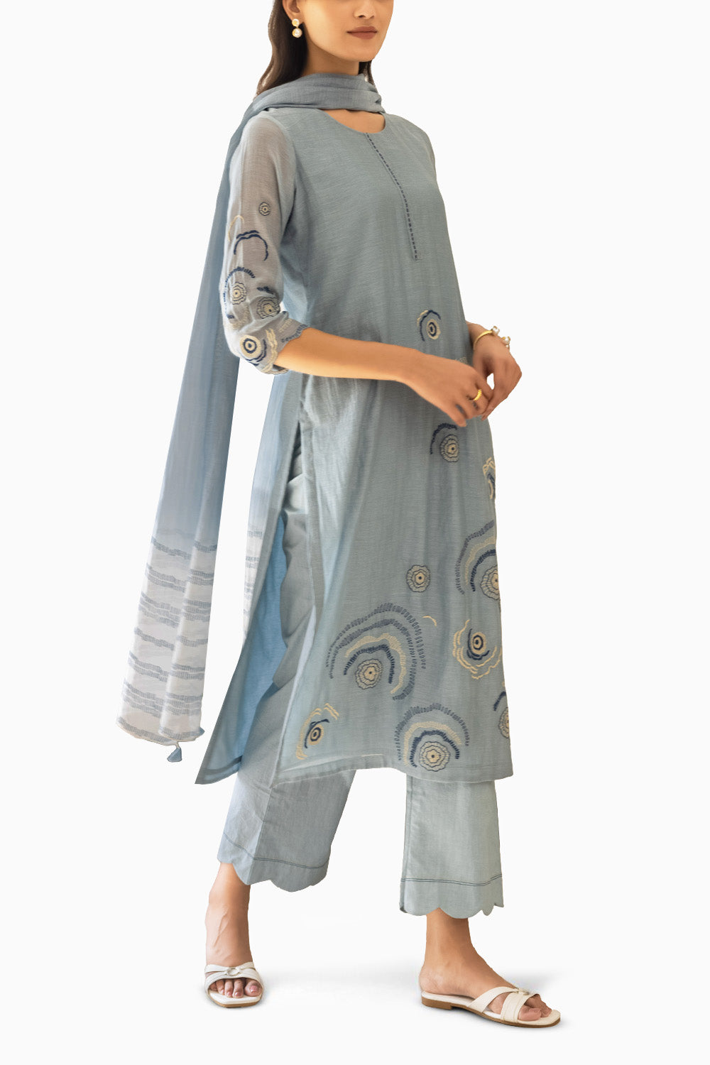 Powder Blue Embroidered Kurta Set