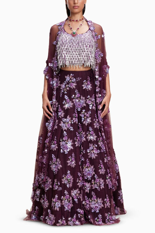 Purple Embellished Lehenga