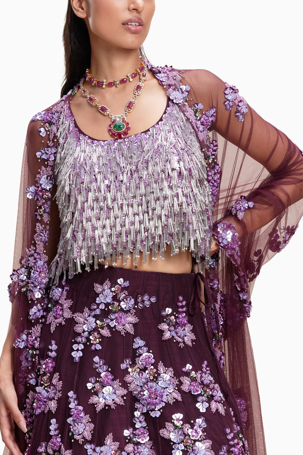 Purple Embellished Lehenga