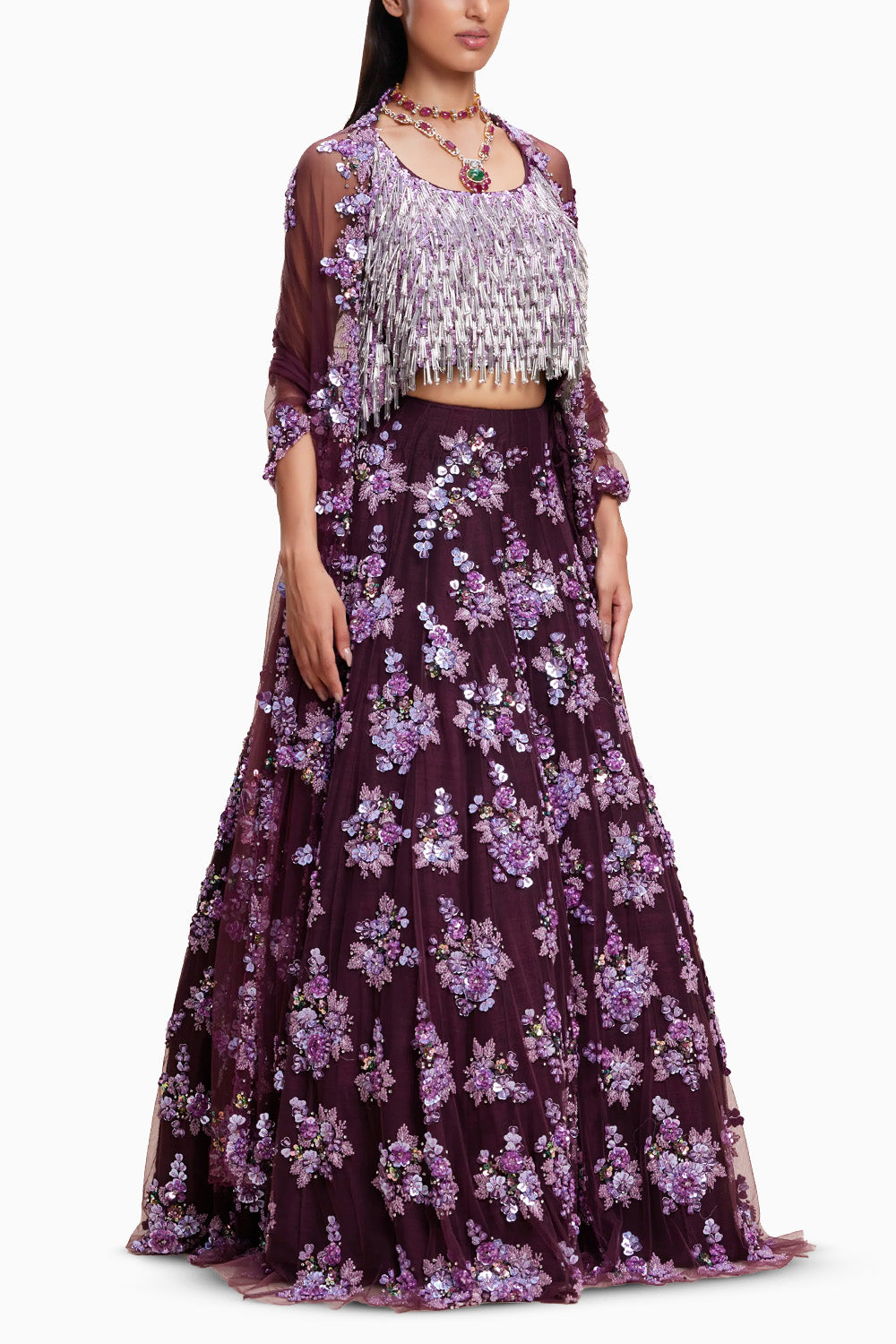 Purple Embellished Lehenga