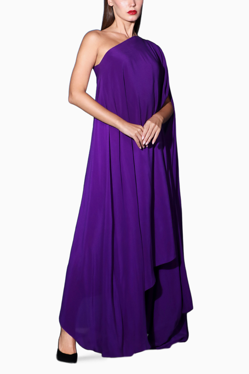 Purple One Shoulder Kaftan Dress