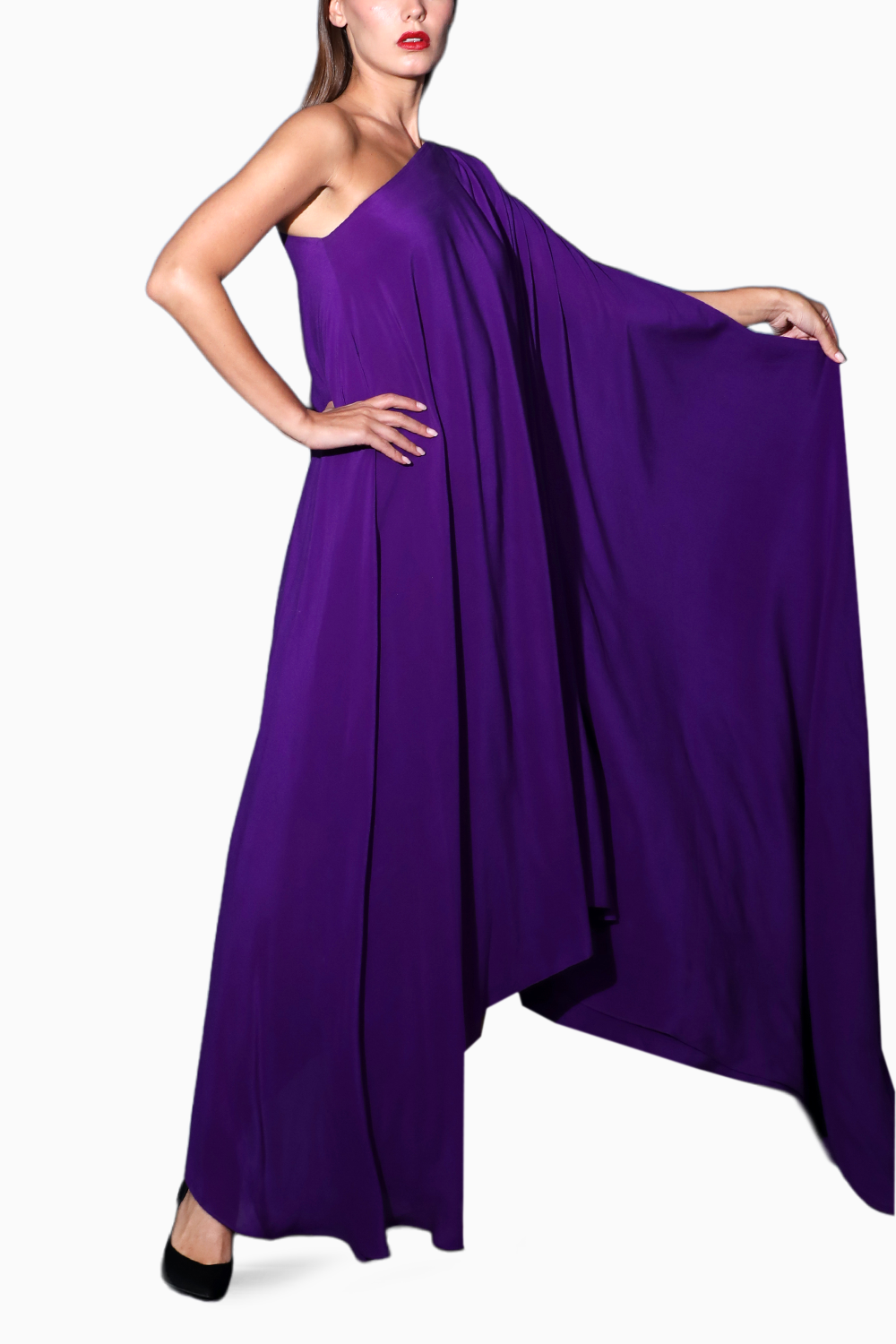 Purple One Shoulder Kaftan Dress