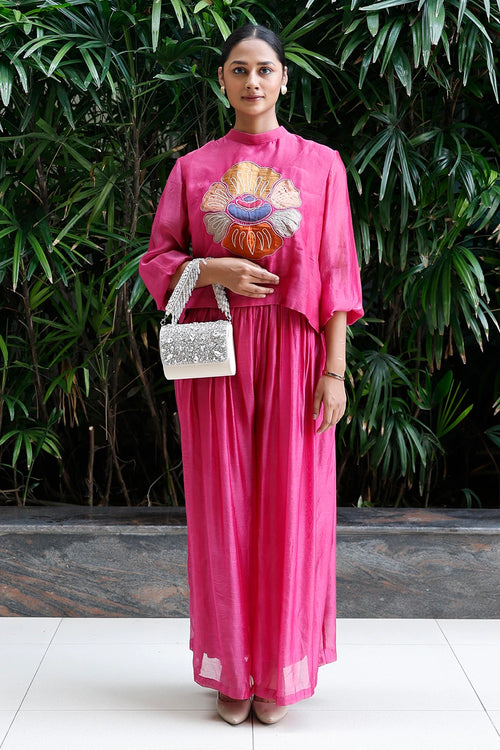 Patch Work Purple Silk Co-Ord Set