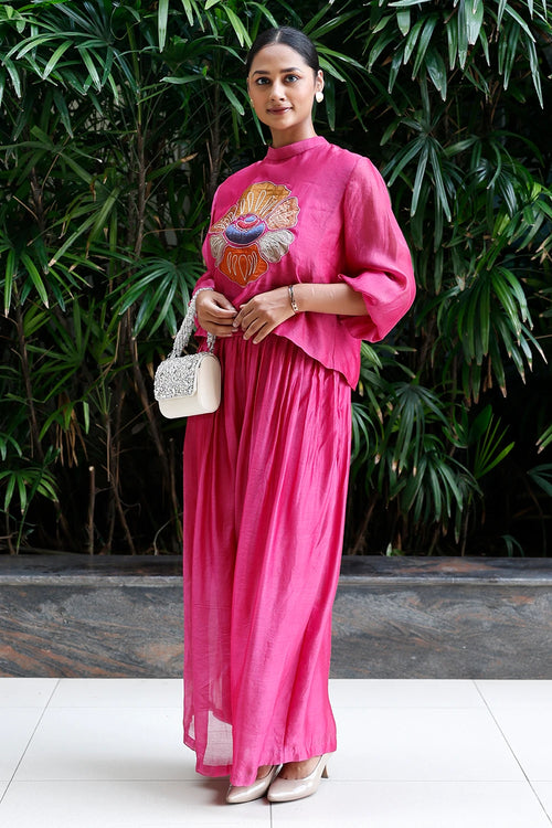 Patch Work Purple Silk Co-Ord Set