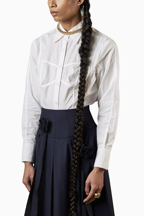 Quod Corset Shirt in White Poplin