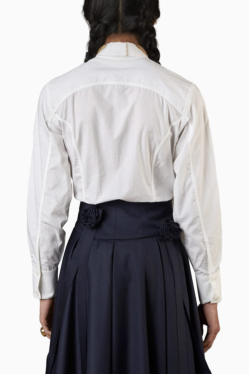 Quod Corset Shirt in White Poplin