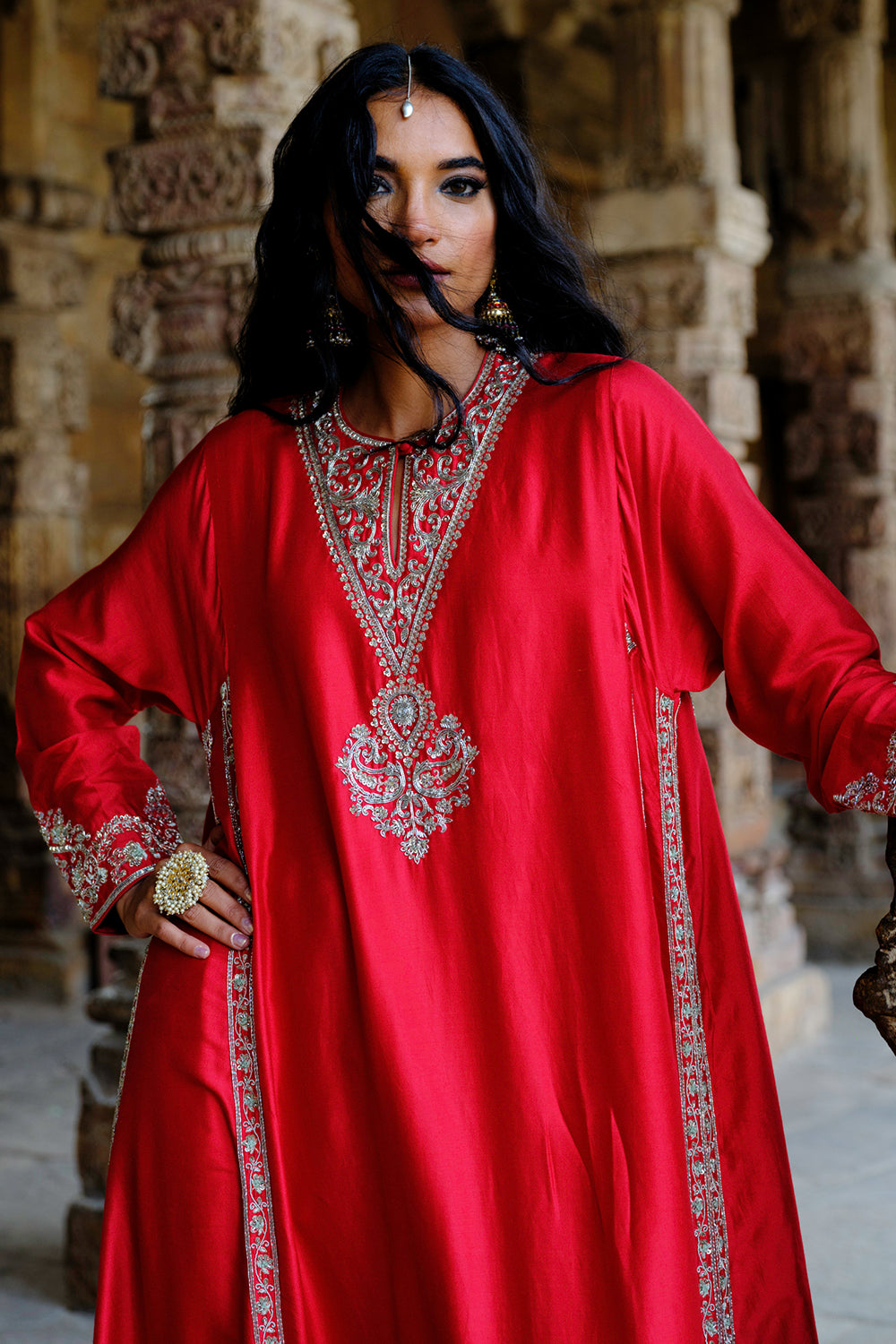 Vashit Red Kurta With Salwar