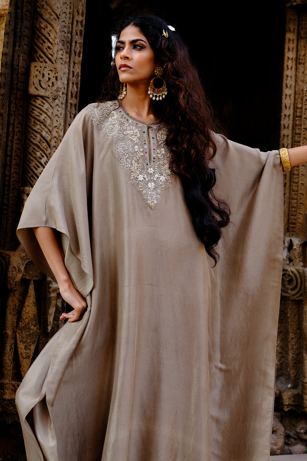 Akira Golden Beige Kaftan