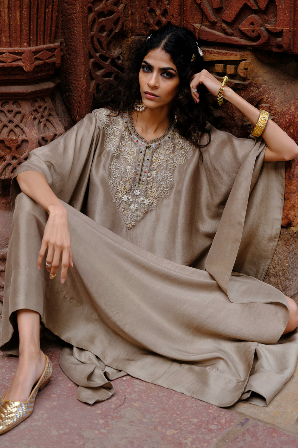 Akira Golden Beige Kaftan
