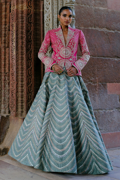 Jewel Mint Green Lehenga with Jacket Set